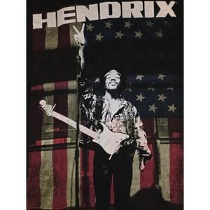 Jimi Hendrix Rock & Roll American Flag Graphic Tee. XL 23" PTP 27"  Long.
